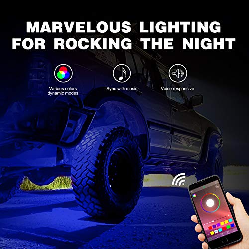 Nilight RGB LED Rock Light Kit with Bluetooth