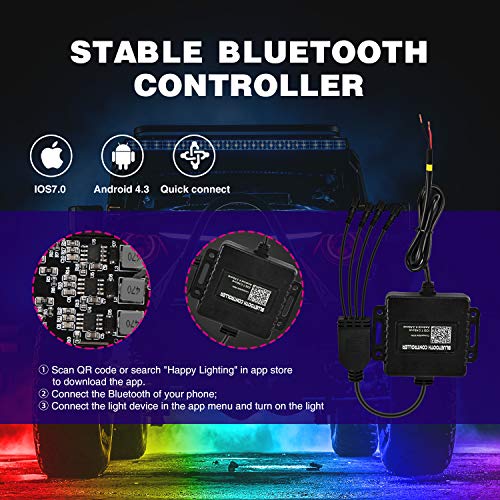 Nilight RGB LED Rock Light Kit with Bluetooth