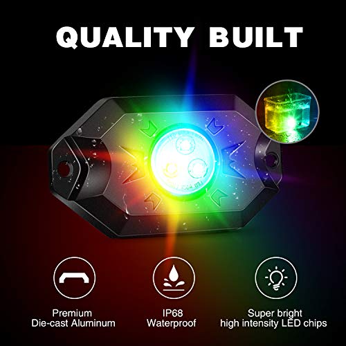 Nilight RGB LED Rock Light Kit with Bluetooth
