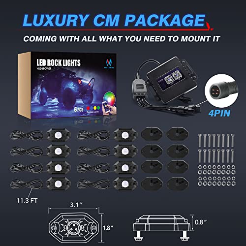 MICTUNING RGB LED Rock Light Kit with Bluetooth