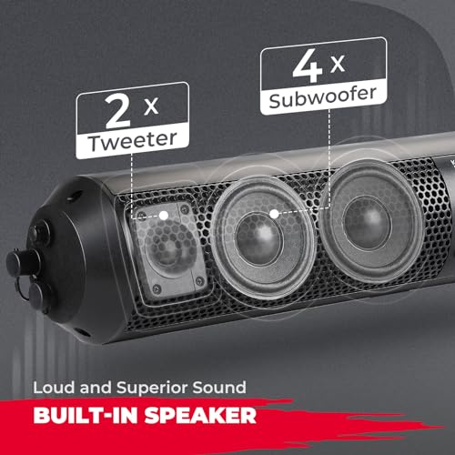 KEMIMOTO Bluetooth UTV Sound Bar with Tweeters
