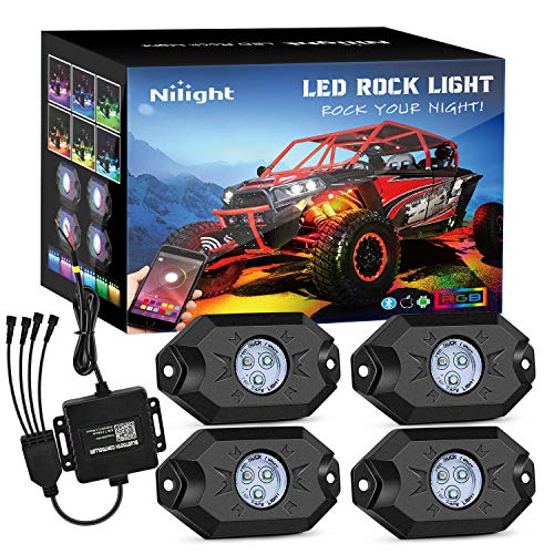 Nilight RGB LED Rock Light Kit with Bluetooth