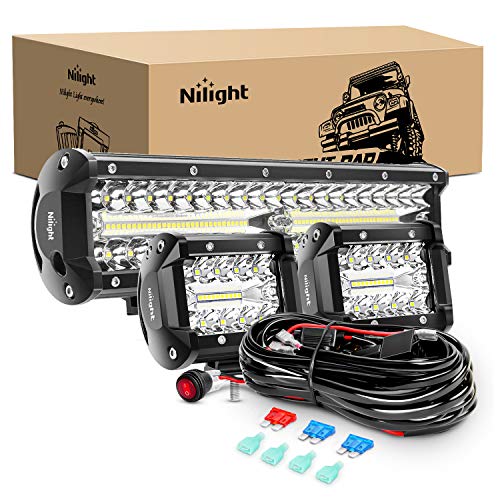 Nilight 12" LED Light Bar Set with Wiring