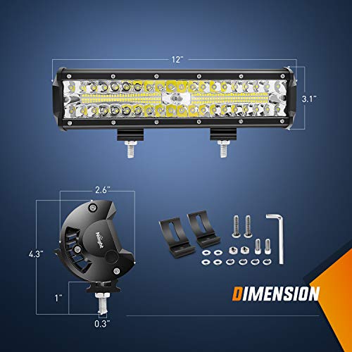 Nilight 12" LED Light Bar Set with Wiring