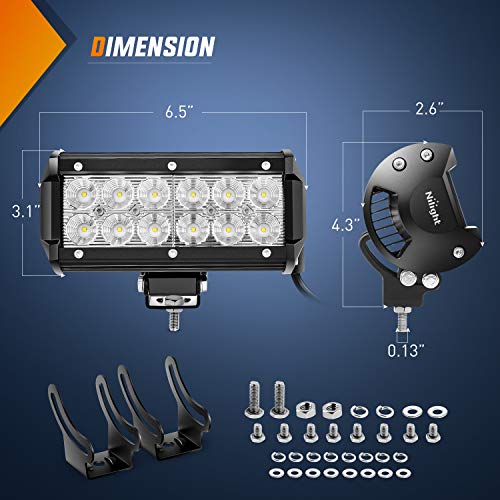 Nilight 36W 6.5" Flood LED Light Bar
