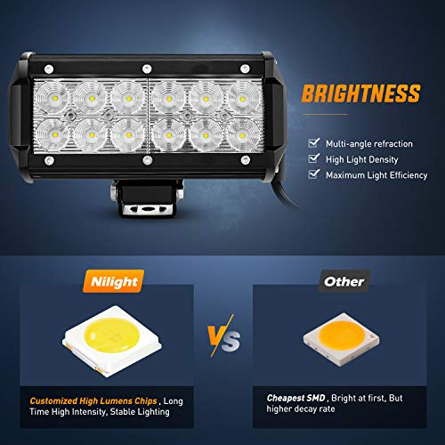 Nilight 36W 6.5" Flood LED Light Bar