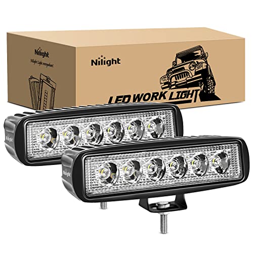 Nilight 2PK 18W 6-Inch LED Flood Pods
