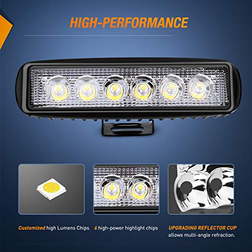 Nilight 2PK 18W 6-Inch LED Flood Pods