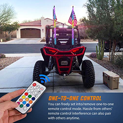 Nilight 4FT Spiral RGB LED Whip Lights - 2 Pack