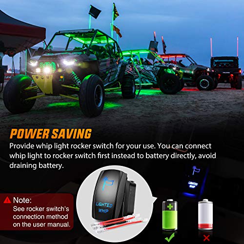 Nilight 4FT Spiral RGB LED Whip Lights - 2 Pack