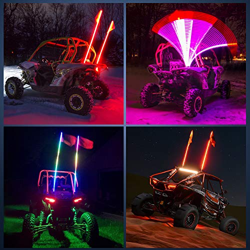 Nilight 4FT Spiral RGB LED Whip Lights - 2 Pack