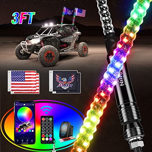 RGB LED Whip Lights with Remote & App Control