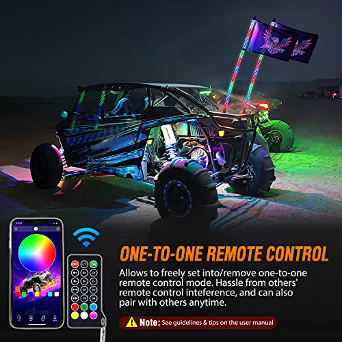 RGB LED Whip Lights with Remote & App Control