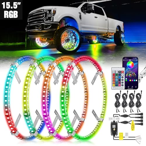 RGB LED Wheel Ring Lights with Remote Control