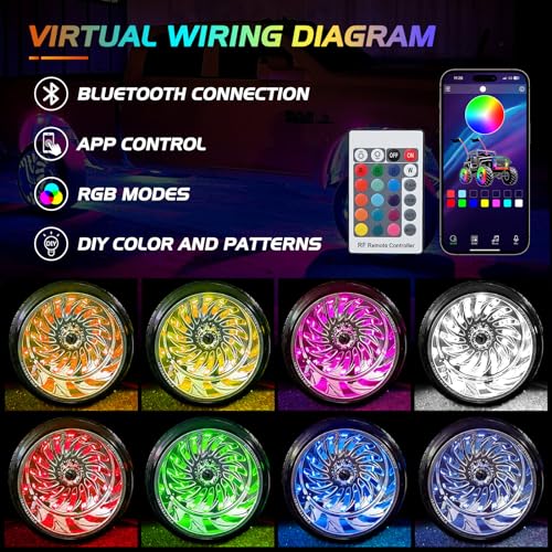 RGB LED Wheel Ring Lights with Remote Control