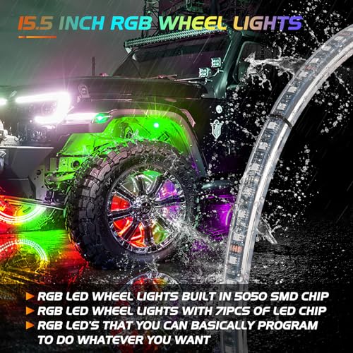 RGB LED Wheel Ring Lights with Remote Control