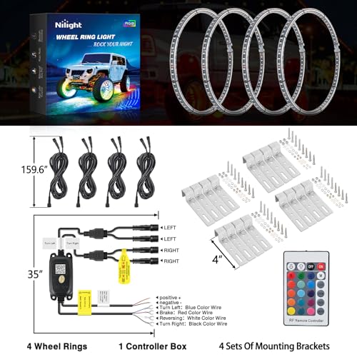 RGB LED Wheel Ring Lights with Remote Control