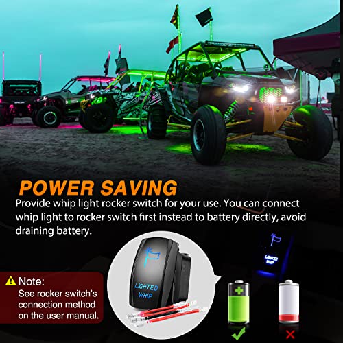 Nilight 6FT RGB LED Whip Lights with Remote