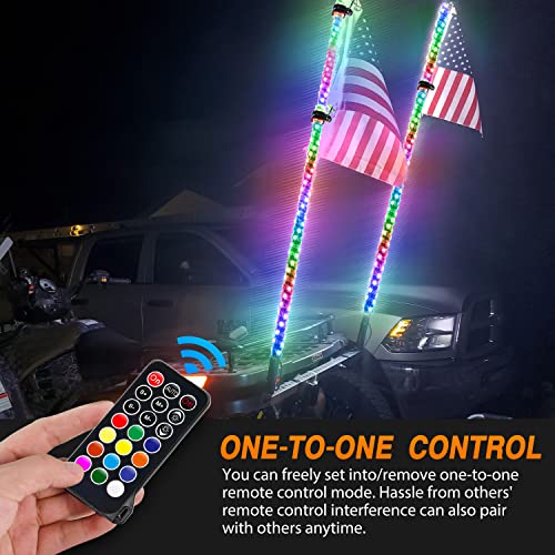 Nilight 6FT RGB LED Whip Lights with Remote