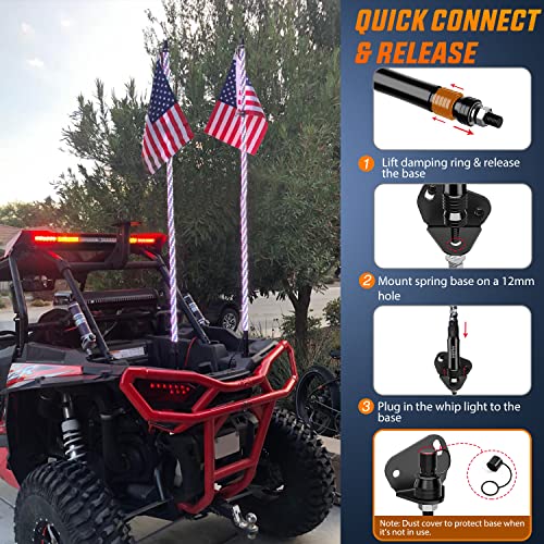 Nilight 6FT RGB LED Whip Lights with Remote