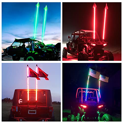 Nilight 6FT RGB LED Whip Lights with Remote