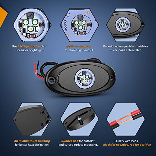 Nilight Waterproof LED Rock Light Pod Set