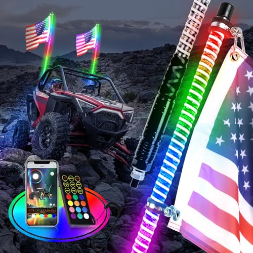 5FT RGB LED UTV Whip Lights - 2PCS