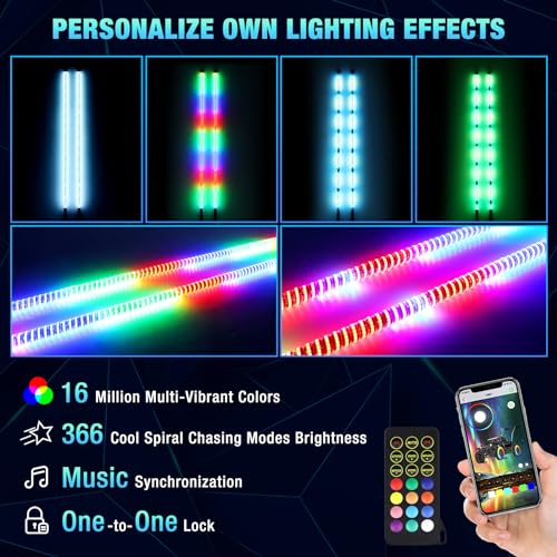 5FT RGB LED UTV Whip Lights - 2PCS