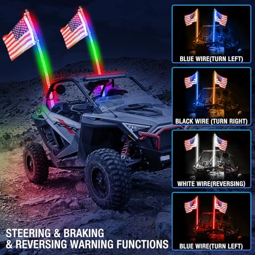 5FT RGB LED UTV Whip Lights - 2PCS