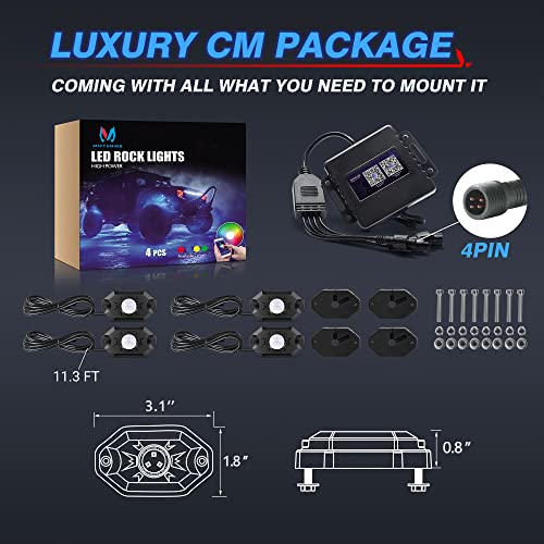 MICTUNING RGB LED Rock Lights with Bluetooth Controller