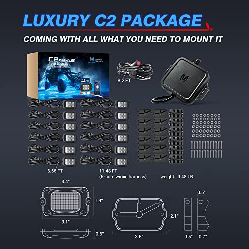 MICTUNING C2 RGBW LED Rock Lights – 12 Pods