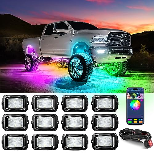 MICTUNING RGB LED Rock Lights - 12 Pod Kit