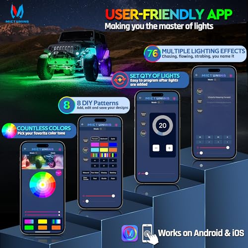 MICTUNING RGB LED Rock Lights - 12 Pod Kit