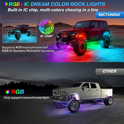 MICTUNING Y1 RGB Dream Color LED Rock Lights