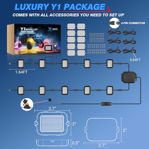 MICTUNING Y1 RGB Dream Color LED Rock Lights
