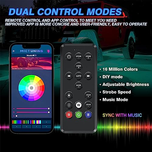 MICTUNING Q1 RGB LED Rock Light Kit