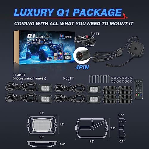 MICTUNING Q1 RGB LED Rock Light Kit