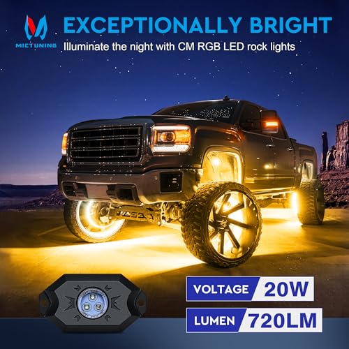 MICTUNING RGB LED Rock Lights - 4 Pod Kit