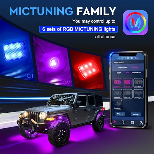 MICTUNING RGB LED Rock Lights - 4 Pod Kit