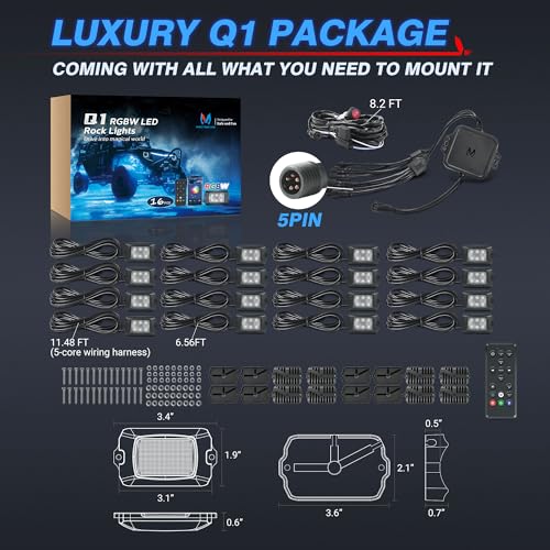 MICTUNING Q1 RGBW LED Rock Lights Set