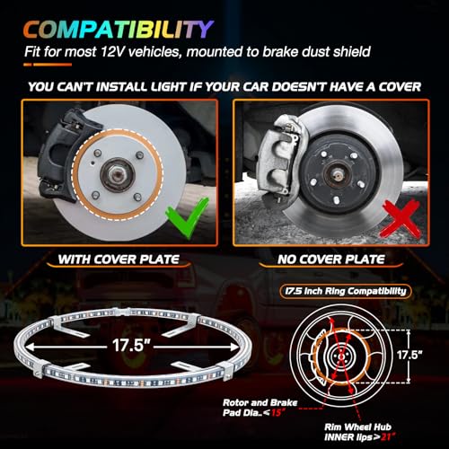 Nilight 4PCS LED Wheel Ring Lights with App