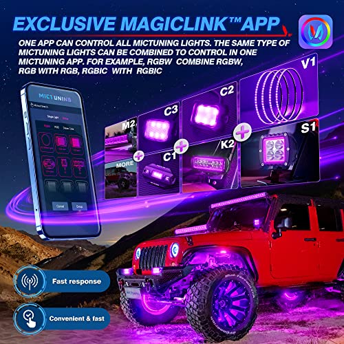 MICTUNING 15.5" RGBW Wheel Ring Lights Kit