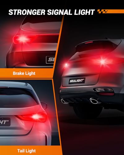 SEALIGHT 7443 7440 LED Bulb Red Brake Lights, T20 7441 7444 992 W21W LED Light Bulb with Projector Replacement for Tail Stop Parking Blinker Lights, Pack of 2