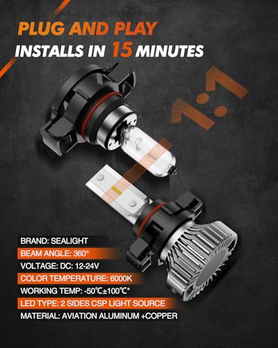 SEALIGHT 5202 PS24W 6000K LED Fog Light Bulbs