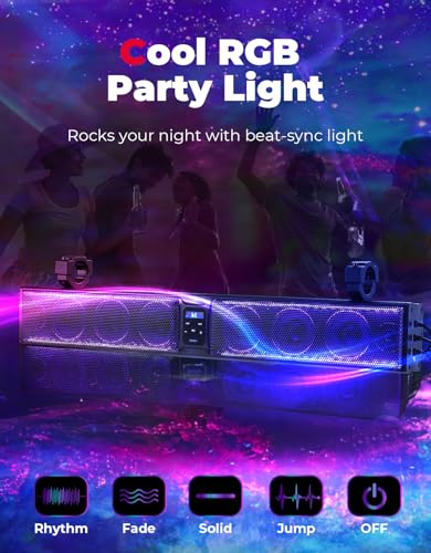 33" Waterproof Bluetooth UTV Sound Bar with RGB Lights