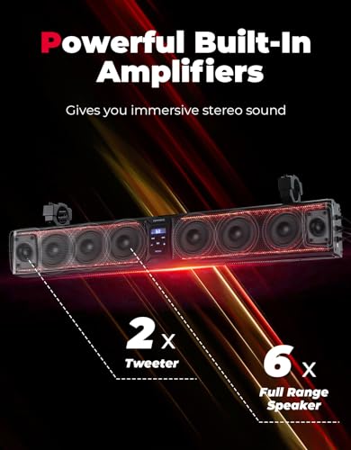 33" Waterproof Bluetooth UTV Sound Bar with RGB Lights