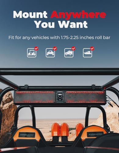 33" Waterproof Bluetooth UTV Sound Bar with RGB Lights