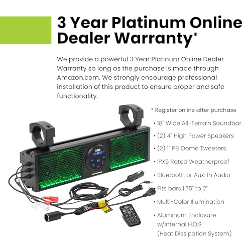 BOSS 37" ATV UTV Bluetooth Sound Bar