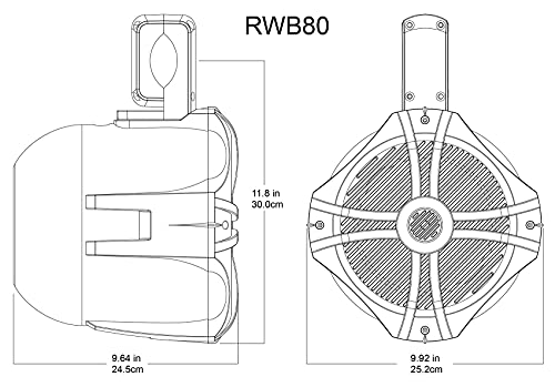 Rockville 8" Marine Wakeboard Speakers, Black - Pair