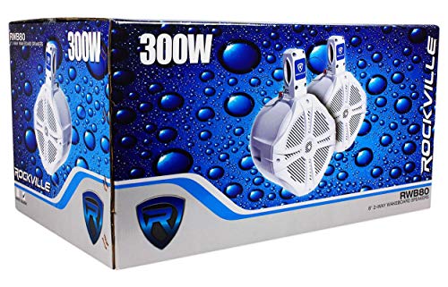 Rockville 8" Marine Wakeboard Speakers, Black - Pair